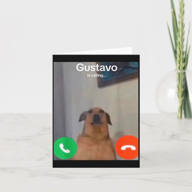Gustavo Hunden Ringer Roligt Meme Gen Z Alpha Kort (Framsida)
