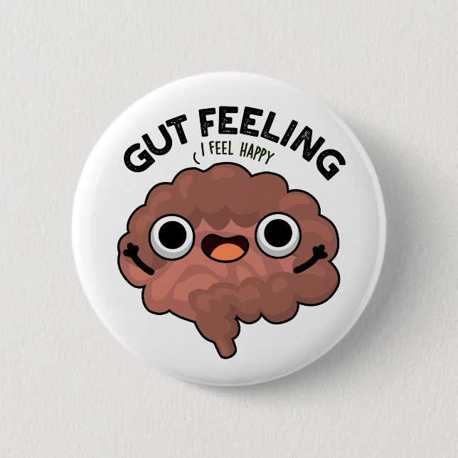 Gut Feeling Funny Anatomy Intestine Pun Knapp (Framsida)