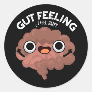 Gut Feeling Funny Anatomy Intestine Pun Mörk BG Runt Klistermärke