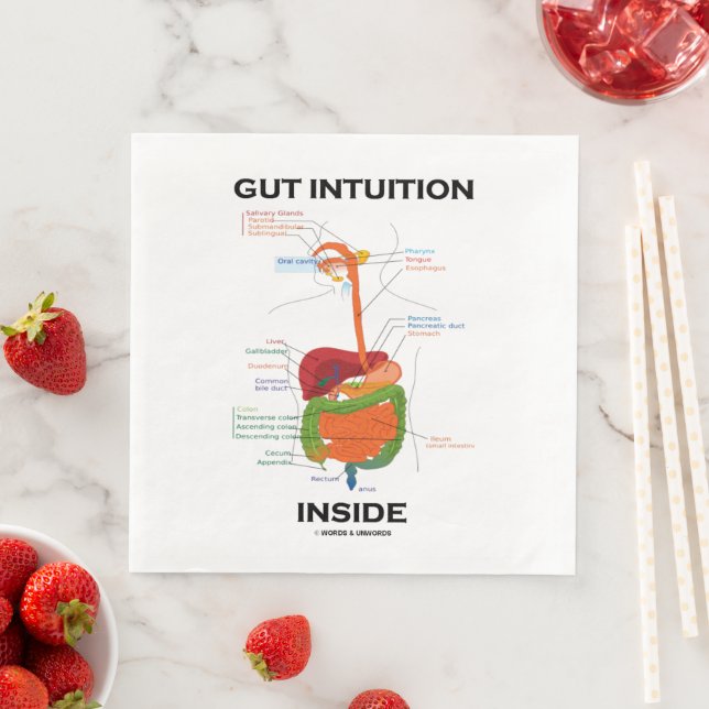 Gut Intuition Inside Digestive System Humor Pappersservett (Insitu)