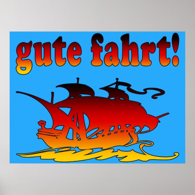 Gute Fahrt Bra Resa i tyska Vacations Travel Poster (Framsidan)