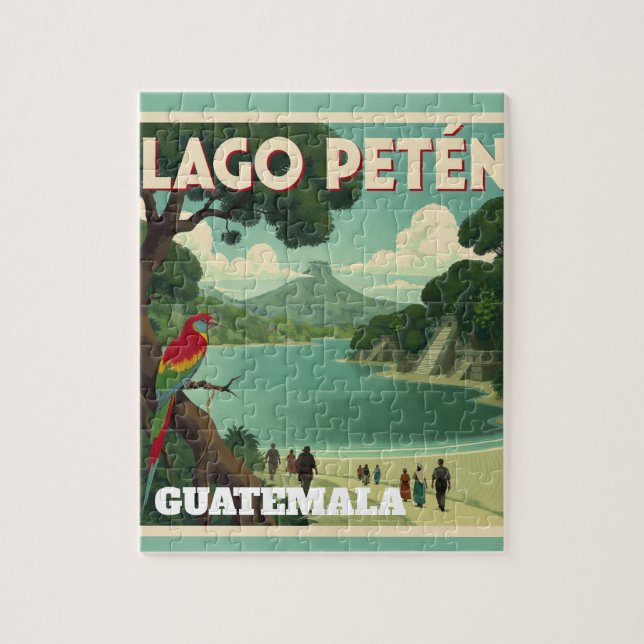  GUTEMALA LAGO PETEN Retro poster Pussel (Vertikal)