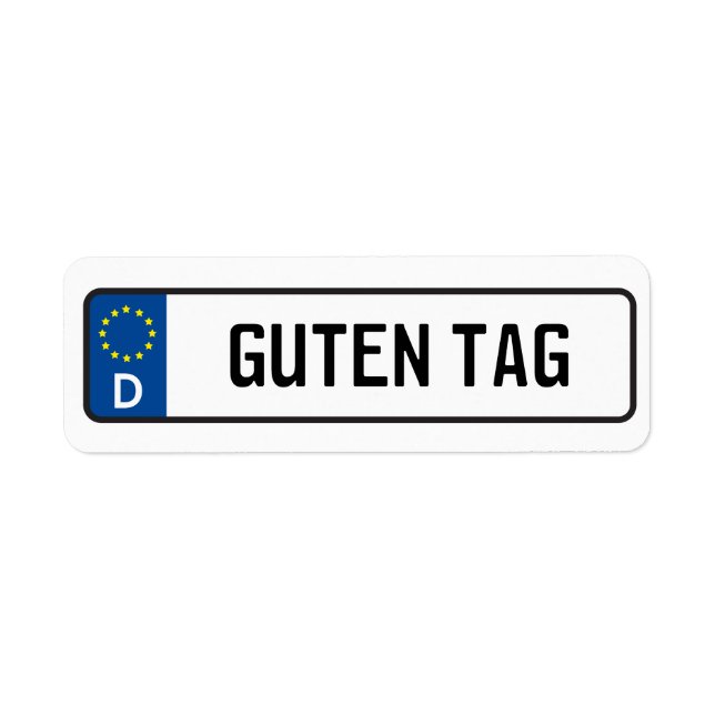 Guten märkre deutschland kennzeichen-dekal returadress etikett (Framsidan)