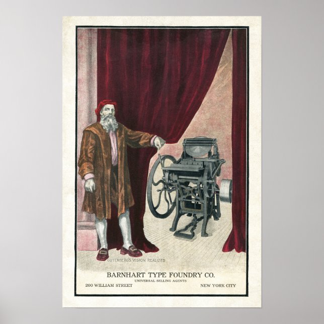Gutenbergs poster av letterpress av gjuterityp (Framsidan)