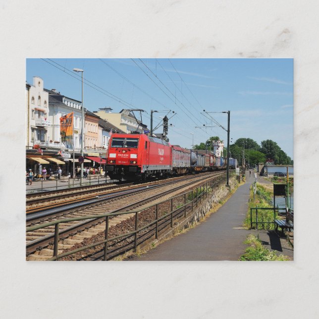 Güterzug i Rüdesheim am Rhein Vykort (Framsida)