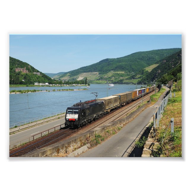 Güterzug in Assmanshausen am Rhein Fototryck (Framsidan)