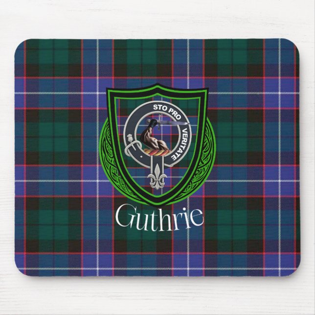 Guthrie Scottish Clan Tartan & Crest Musmatta (Framsidan)