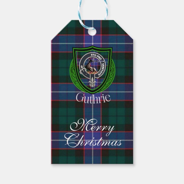 Guthrie Scottish Clan Tartan & Crest Presentetikett (Framsidan)