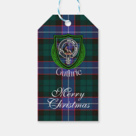 Guthrie skotska klan tartan och vapenklot presentetikett