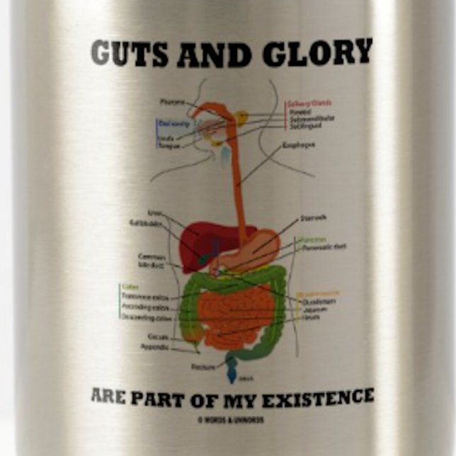 Guts och Gloria är en del av min existens Resemugg (Mug featuring digestive system for anyone believing that "Guts And Glory Are Part Of My Existence")