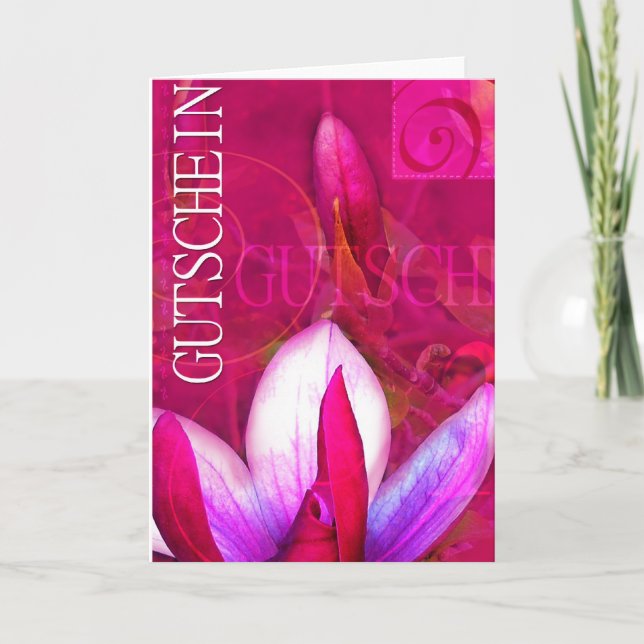 Gutscheinkarte Magnolie Hochformat Kort (Framsida)