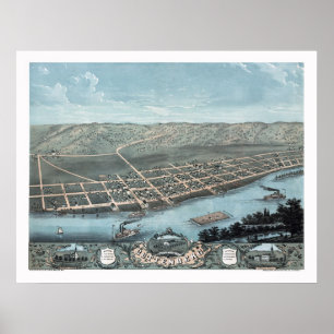 Guttenburg panorama- karta för IA - 1869 Poster
