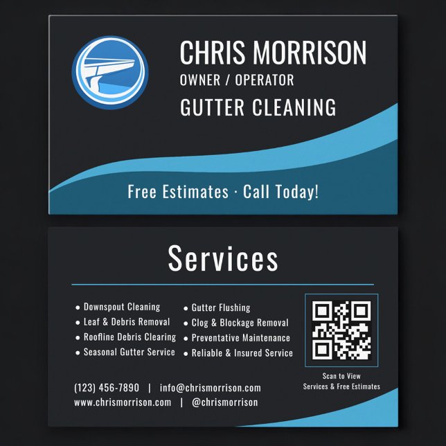 Gutter Cleaning Service QR Code Visitkort (Skapare uppladdad)