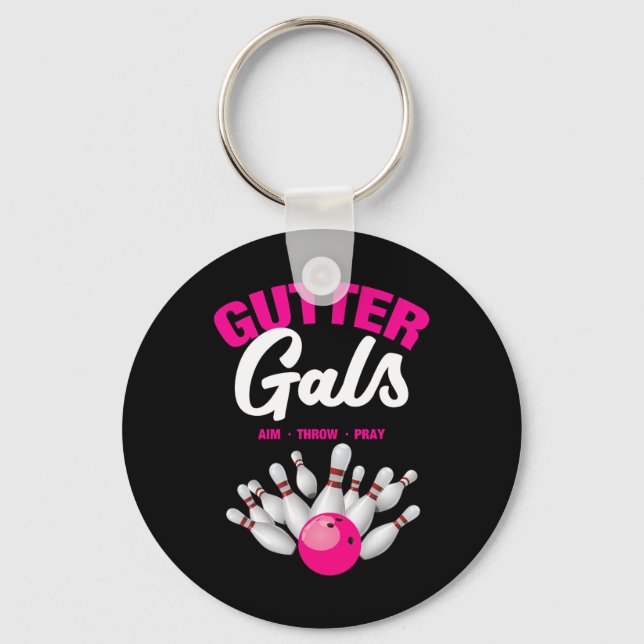 Gutter Gals Funny Bowling Team Name Women Girls  Nyckelring (Framsida)