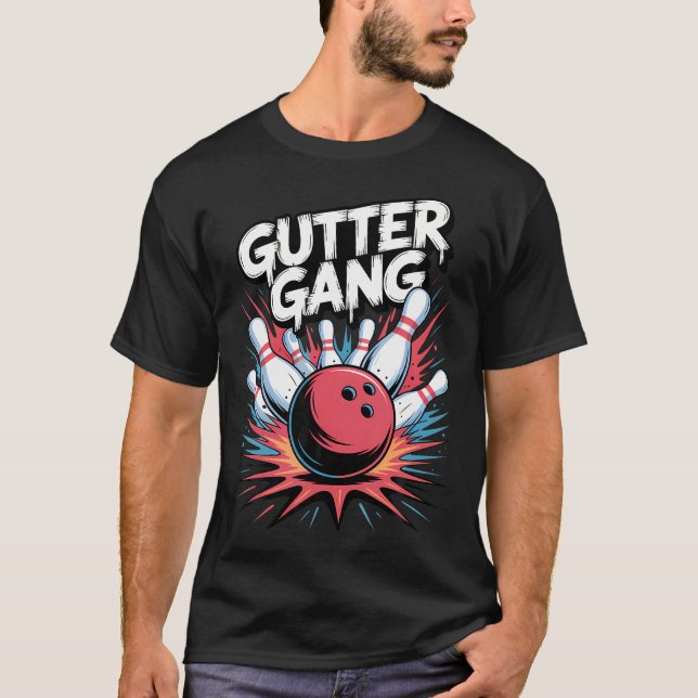Gutter Gang Bowlingskära Strike Squad Graffiti Pin T Shirt (Framsida)