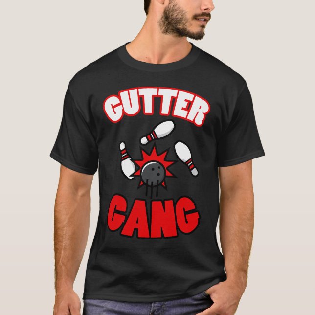 Gutter Gang-grafik Coola Gift for Bowlers T Shirt (Framsida)