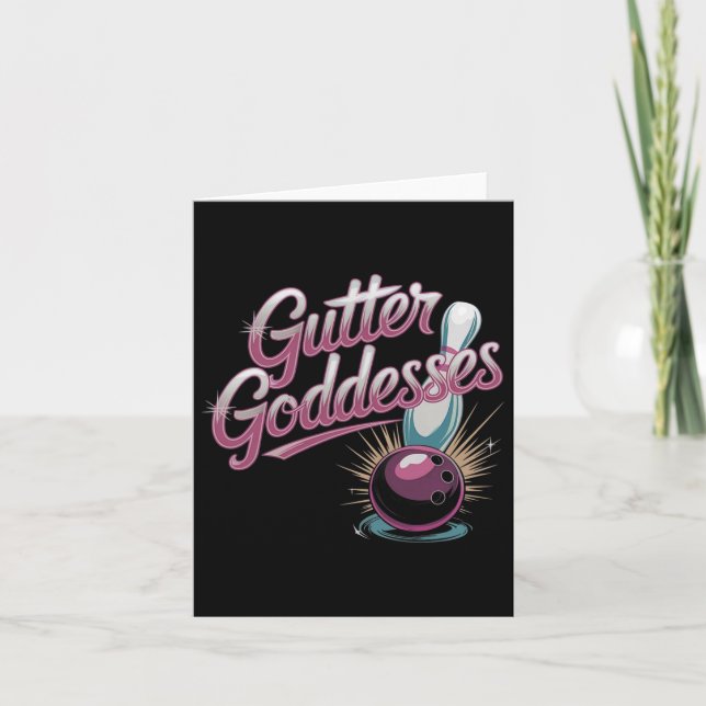 Gutter Goddesses Funny Womens Matching Bowling Tea Kort (Framsida)