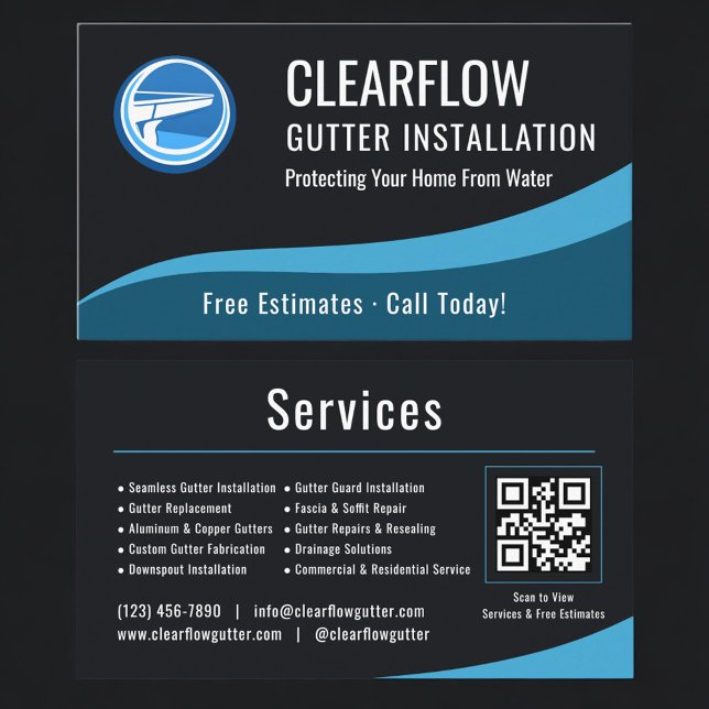 Gutter Installation QR Code Professional Visitkort (Skapare uppladdad)