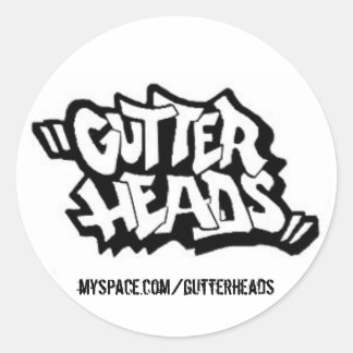 GUTTER-LOGOTYP, myspace.com/gutterheads - dekal Runt Klistermärke