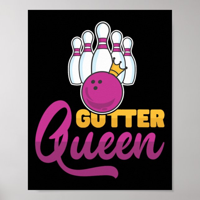Gutter Queen Bowling Pins With Bowling Ll For Bowl Poster (Framsidan)