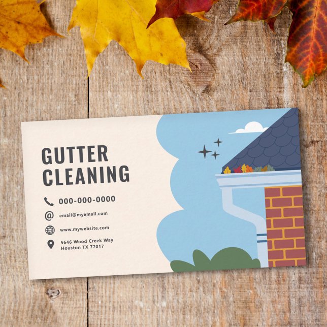 Gutter Städning Visitkort (Gutter Cleaning Services Business Card)