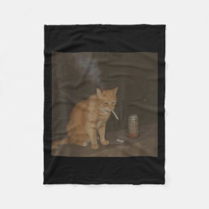 Guvernör Cigarette Kitten Funny Smoking Cat Meme B Fleecefilt