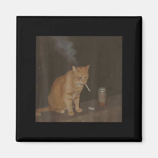 Guvernör Cigarette Kitten Funny Smoking Cat Meme B Magnet (Framsidan)