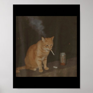 Guvernör Cigarette Kitten Funny Smoking Cat Meme B Poster