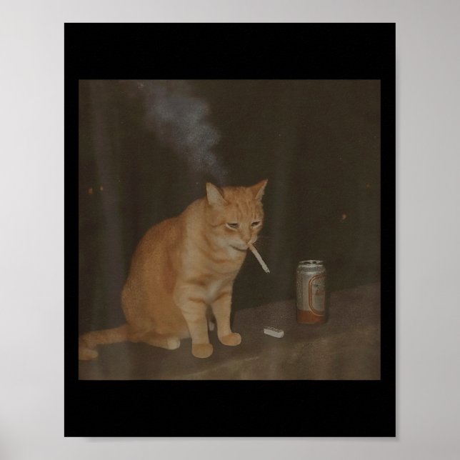 Guvernör Cigarette Kitten Funny Smoking Cat Meme B Poster (Framsidan)