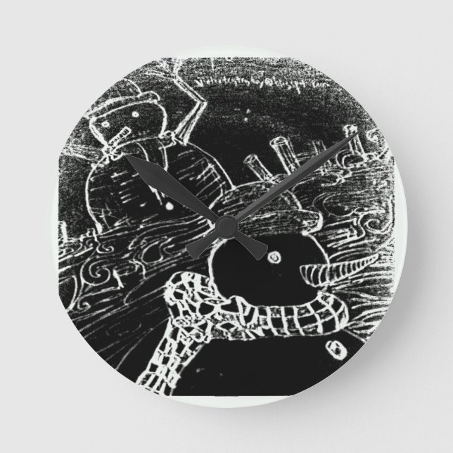 Guvernör i snö rund klocka (Framsida)