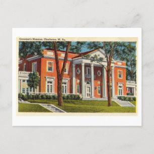 Guvernör Mansion i Charleston, Väster Virginia. Vykort