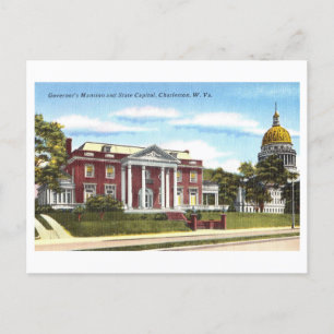 Guvernör Mansion och Huvudstad i Charleston, W.V. Vykort