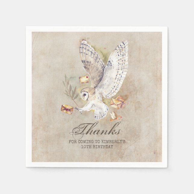 Guvernörens Uggla Magic Födelsedagsfest Pappersservett (Framsidan)