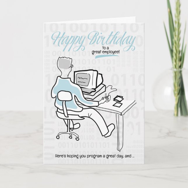 Guy Birthday för medarbetare - Lusy Computer Kort (Framsida)