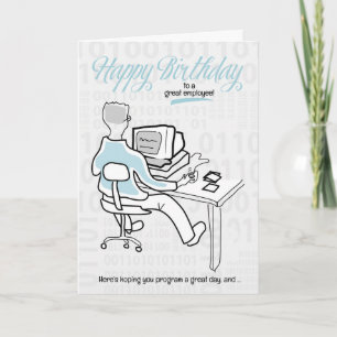 Guy Birthday för medarbetare - Lusy Computer Kort