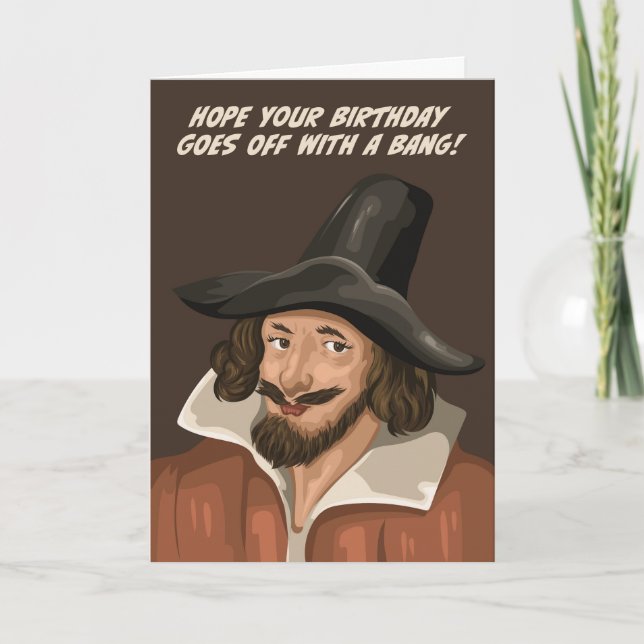 Guy Fawkes åker iväg med en bang-födelsedag Kort (Framsida)