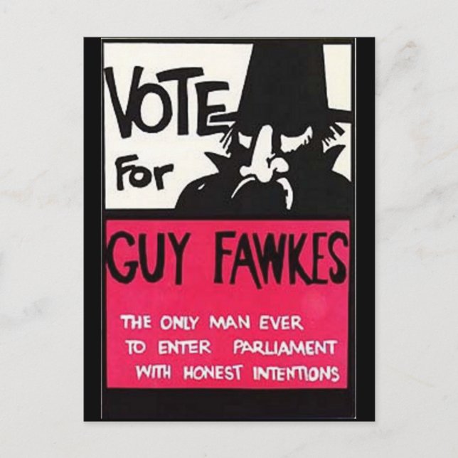 Guy Fawkes kampanj Vykort (Framsida)
