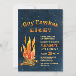 Guy Fawkes Night Firande Bonfire Birthday Inbjudningar
