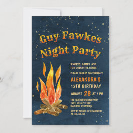 Guy Fawkes Night Party Bonfire Birthday Inbjudningar