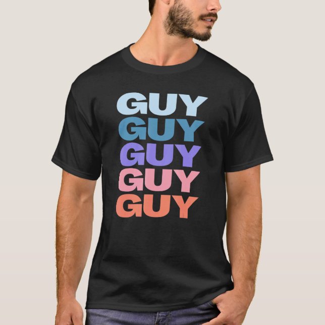 Guy för modern upprepad text t shirt (Framsida)