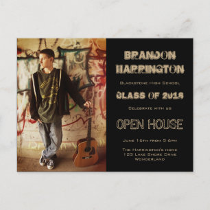 Guy Grad Grunge Photo Open House-inbjudan Inbjudan Vykort