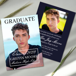 Guy Grad Modern Photo Studenten-inbjudan Inbjudningar