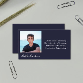 Guy Grad Modern Photo Studenten Namn Card Visitkort