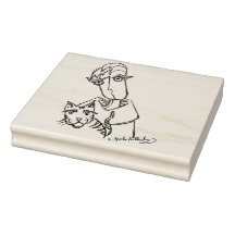 Guy & Kattunge Wood Art Frimärke