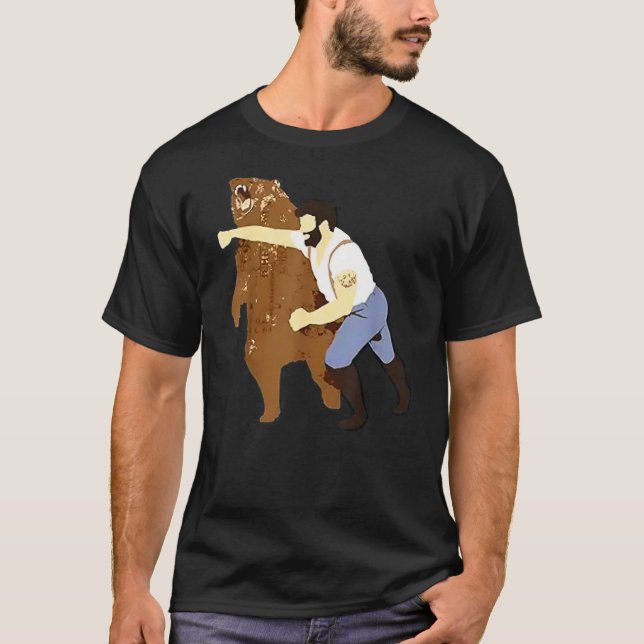 Guy Punching Bear (2) T Shirt (Framsida)