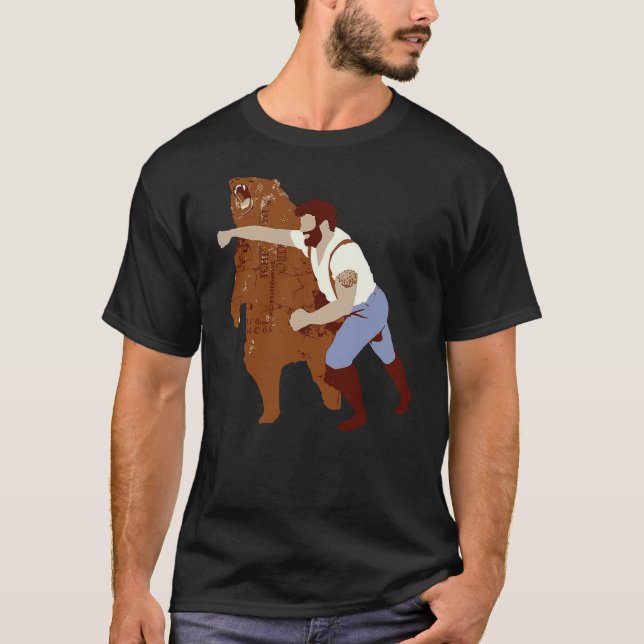 Guy Punching Bear (3) T Shirt (Framsida)