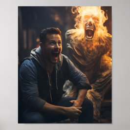 Guy Screaming på en Ghost Creepy Halloween Poster