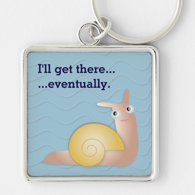 Guy Snailey Fyrkantig Silverfärgad Nyckelring (Framsidan)