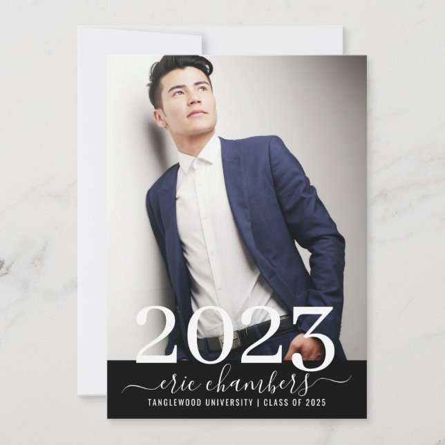 Guy Studentfest Photo Script Namn Inbjudningar (Framsida)