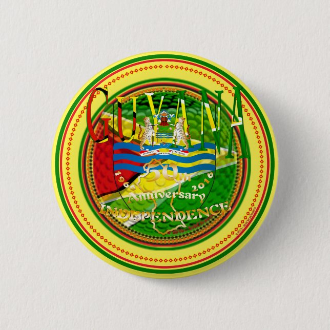 Guyana årsdag för lycklig 50th av självständighet` knapp (Framsida)